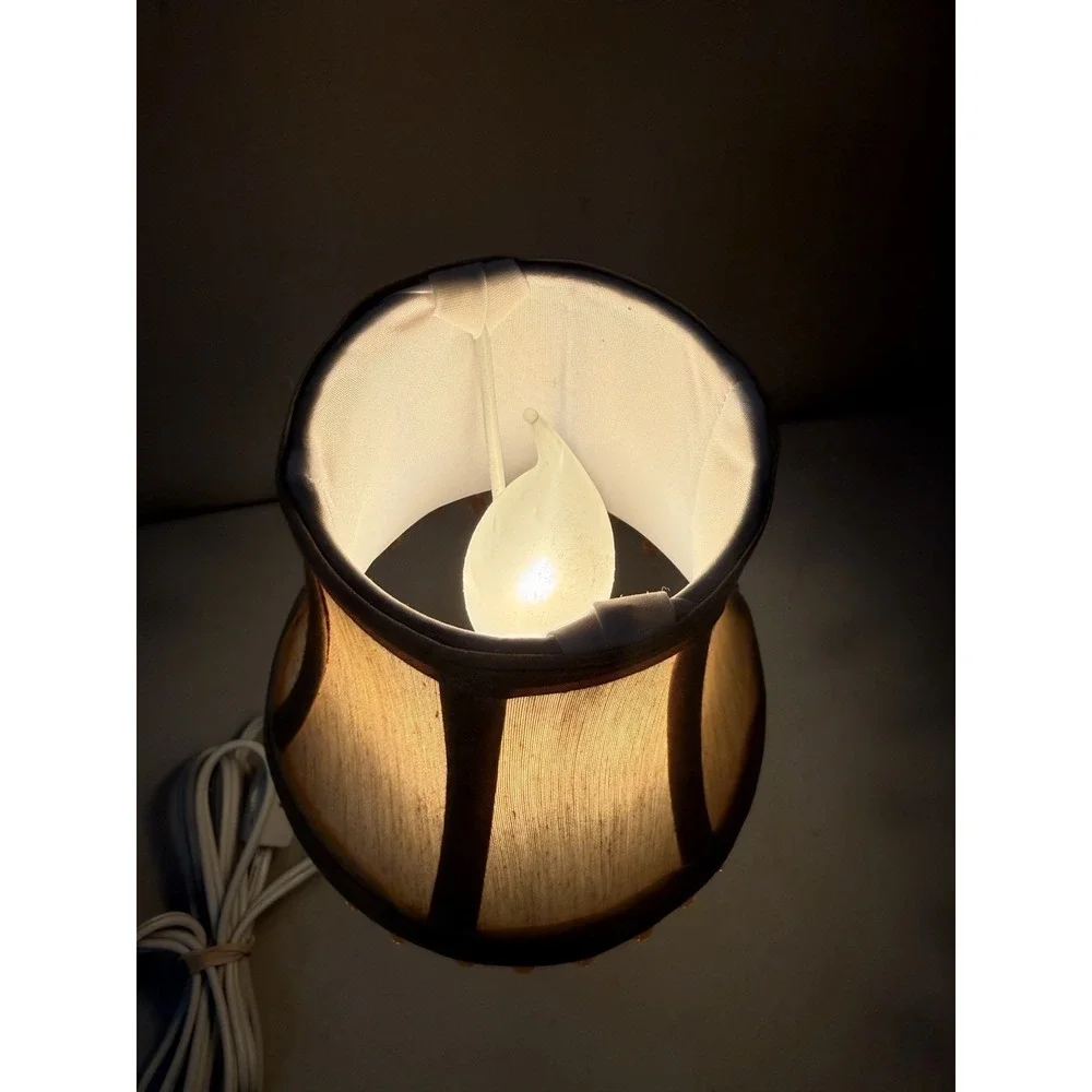 Vintage Victorian Fringe Table Lamp Small Cream Beige Resin Base 11